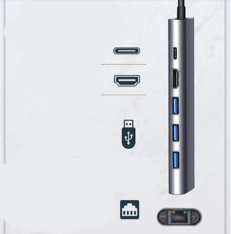 Hub USB-C 6 en 1 Premium - HDMI 4K, Ethernet & Charge Rapide
