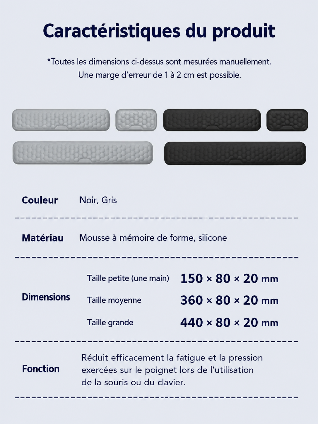 Repose-Poignet Ergonomique à Mémoire de Forme