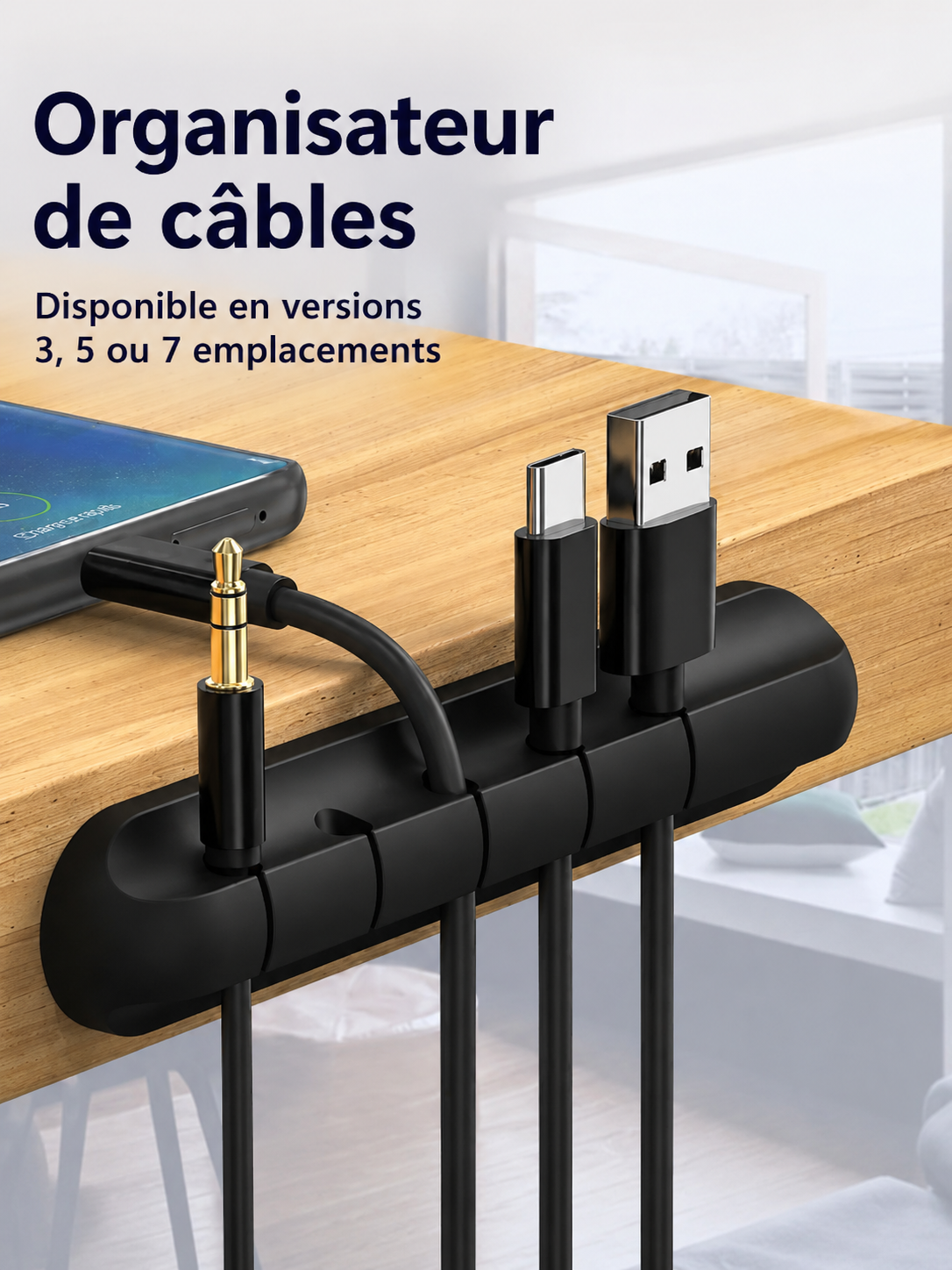Organisateur de Câbles Adhésifs pour Bureau