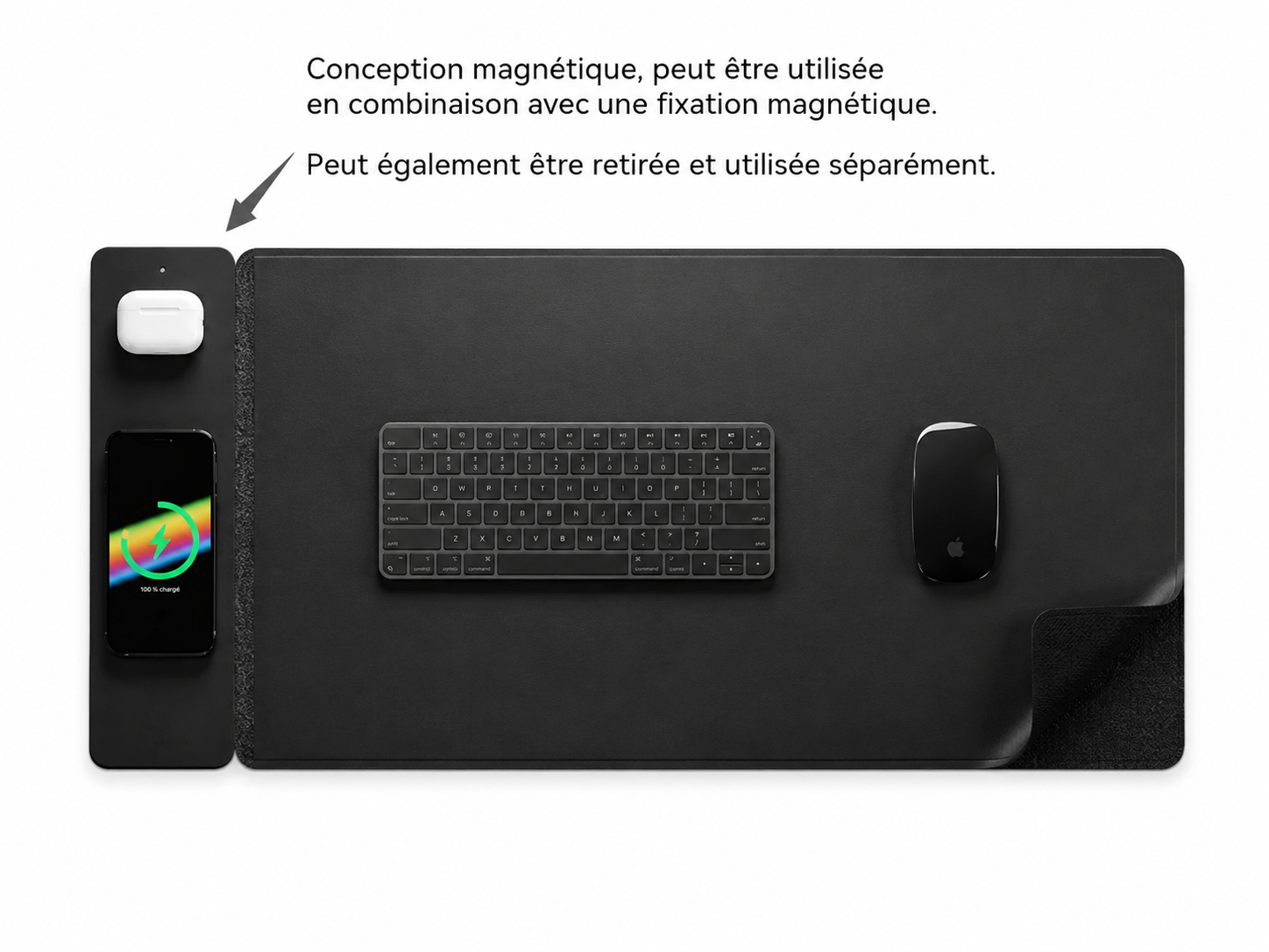 Tapis de Souris Premium avec Chargeur Sans Fil Magnétique 15W